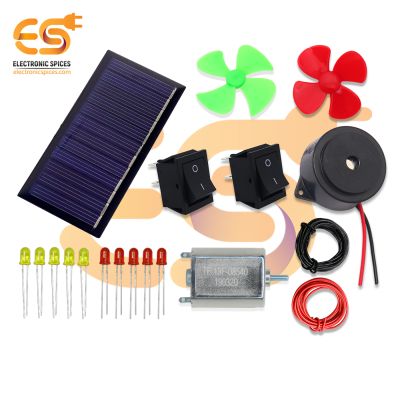 DIY Rectangle Solar Panel Kit with Buzzer | Motor | LED & Fan | STEM School Project Kit
